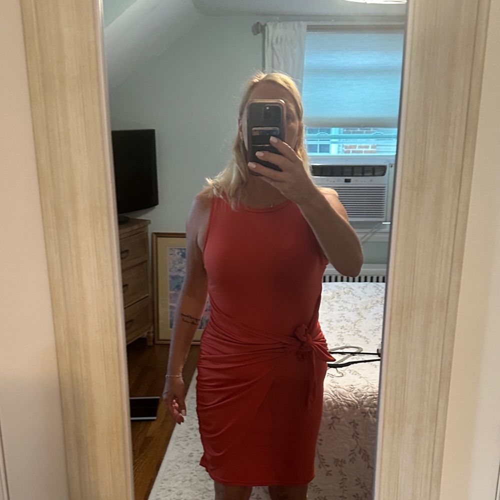Elegant Coral Sleeveless Dress